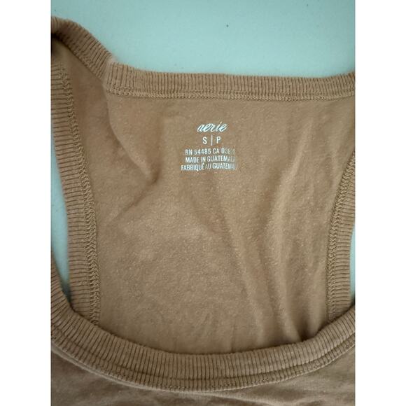 American Eagle Aerie Tan Brown Neutral Cozy Soft Tank Top Sleeveless Shirt Small - Picture 3 of 7
